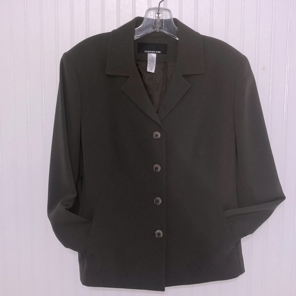 Y2k JONES NY Blazer wm 10 Dark Green Silky Lining POCKETS euc